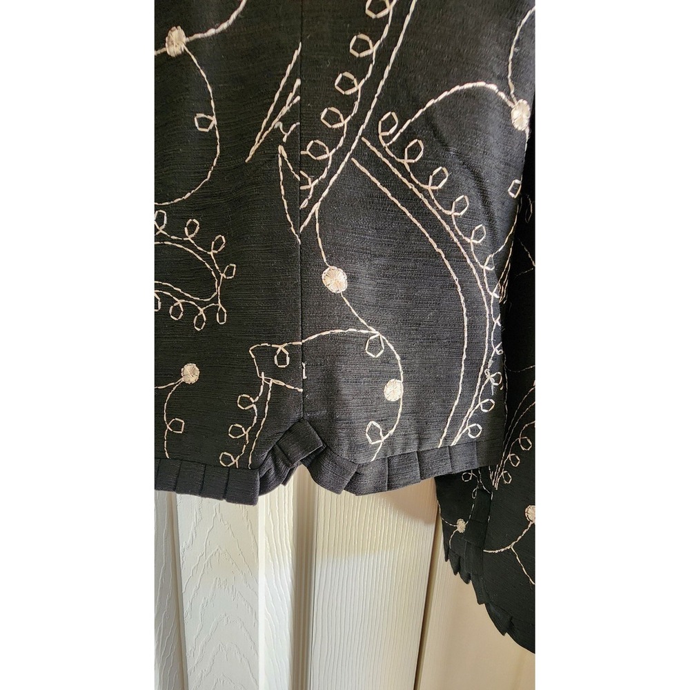 Silkland Embroidered Silk Bomber Style Jacket Ruffle 90s Artsy Boho Chic Large - Picture 6 of 9